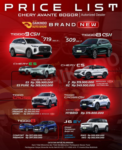 Pricelist Harga Chery pancoranmas 2025